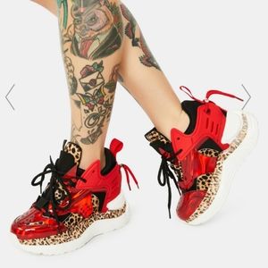 Anthony Wang Red raisin platform sneakers